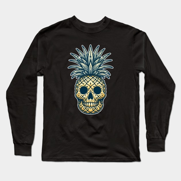 Skull Pineapple Long Sleeve T-Shirt by fikriamrullah